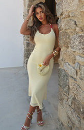 Tropic Like It's Hot Midi Dress Lemon