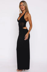 No Notes Needed Halter Maxi Dress Black