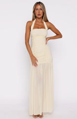Unbothered Always Halter Maxi Dress Butter