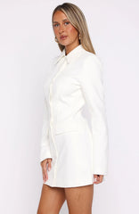 Alpha Femme Long Sleeve Mini Dress White
