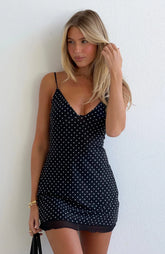Good Luck Babe Mini Dress Black/White Polka Dot
