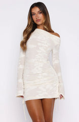 Disturbing The Peace Long Sleeve Mini Dress Cream