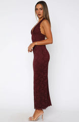 Destiny Lace Maxi Dress Burgundy