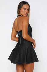 Looking At Me Halter Mini Dress Dark Indigo