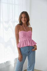 Fara Peplum Halter Top