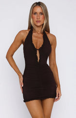 Palm Springs Oasis Mini Dress Chocolate