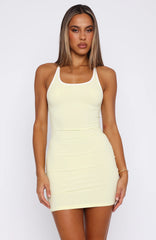 Since The Beginning Ribbed Mini Dress Lemon