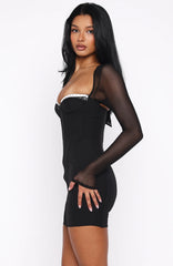 Get Into It Long Sleeve Mini Dress Black