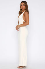 Set It Straight Halter Maxi Dress Cream