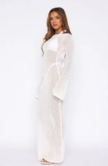 Malta Mermaids Long Sleeve Maxi Dress White