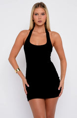 Parting Ways Halter Mini Dress Black