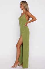 Slow Dancer Beaded Maxi Dress Green Tea