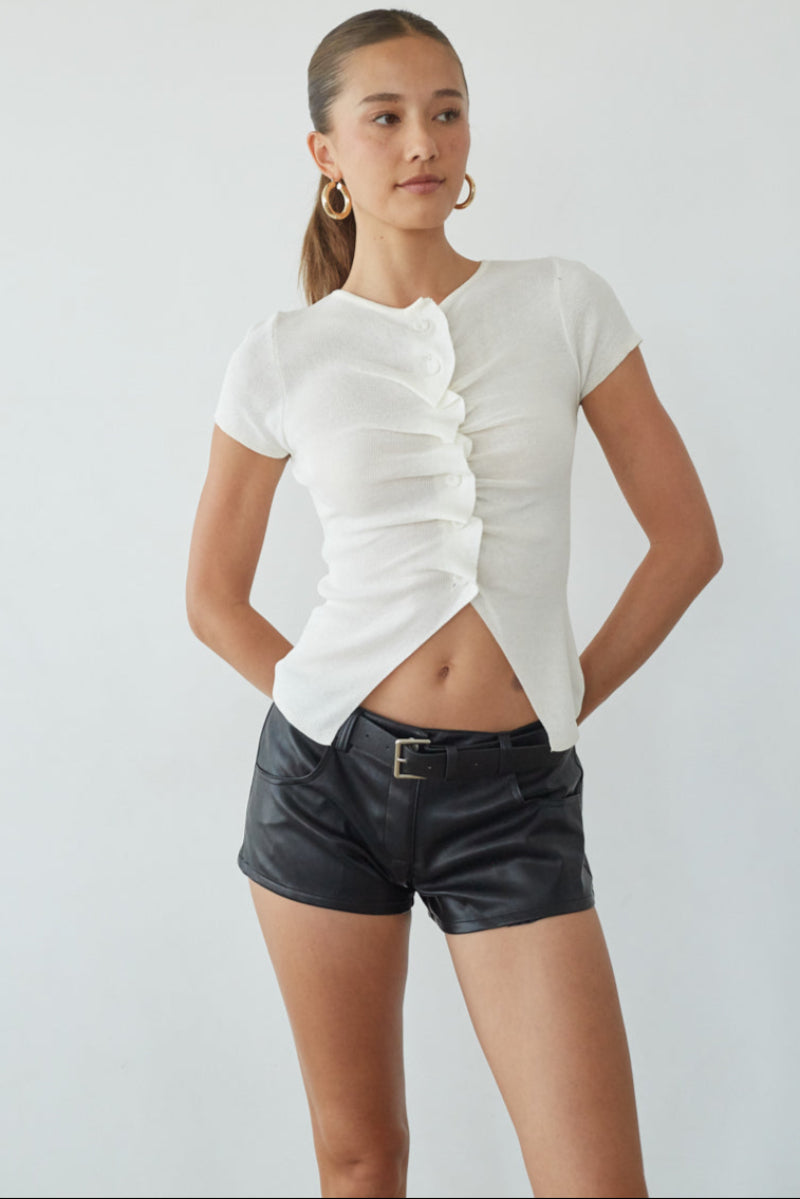Arley Leather Belted Shorts