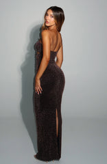 Glitter Hustle Strapless Maxi Dress Black