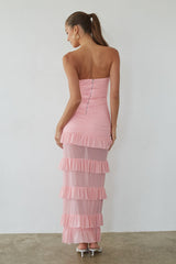 Joss Mesh Ruffle Maxi Dress